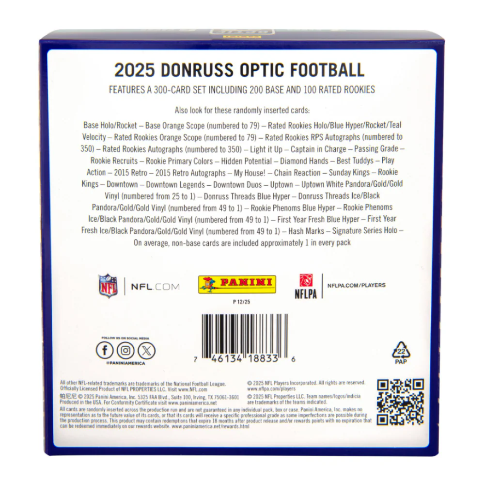 2025 Panini Donruss Optic Football Mega Box (Blue Hyper Parallels) - Image 2