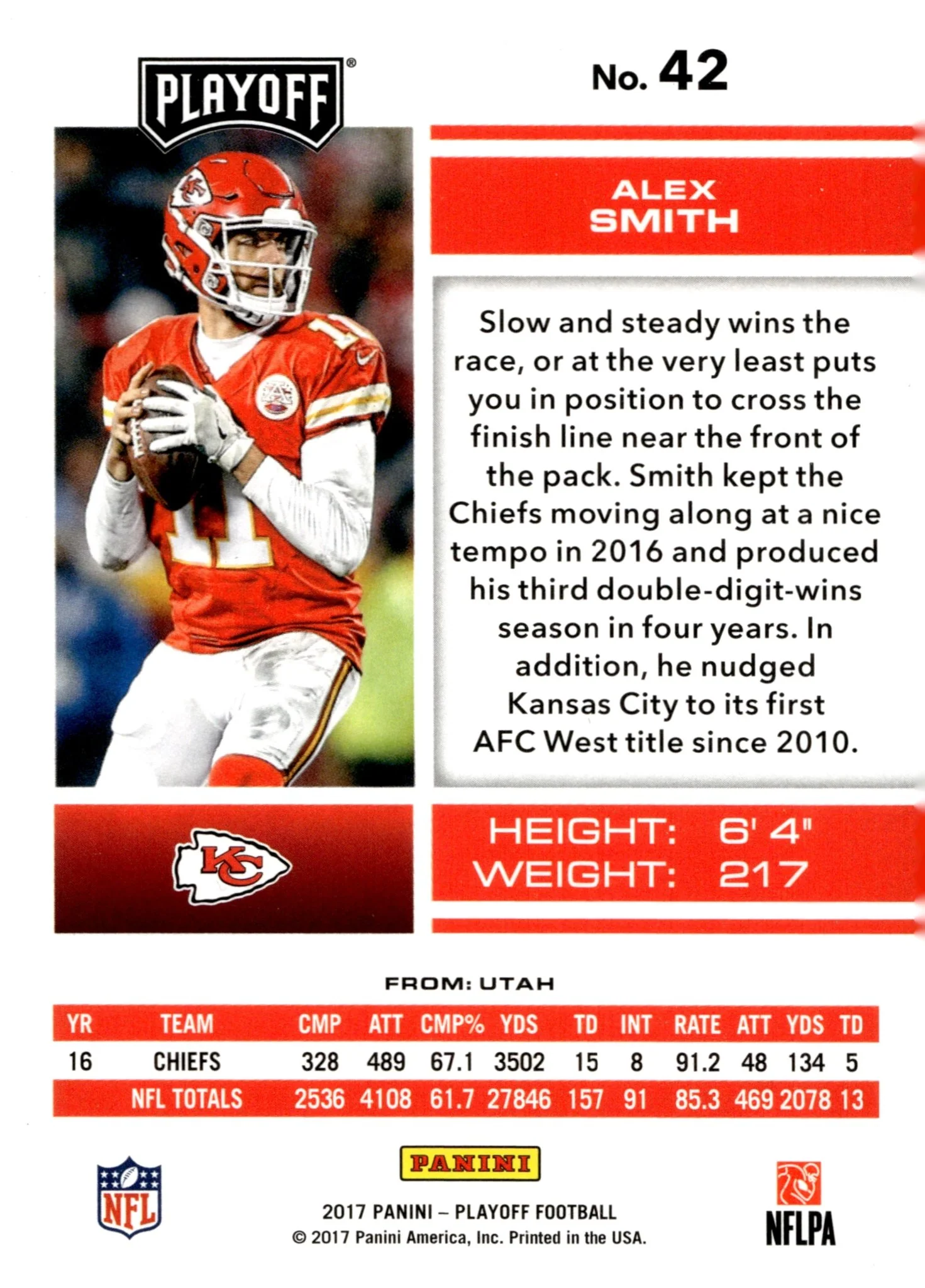 Alex Smith 2017 Panini Playoff 1st Down 95/99 #42 - Image 2