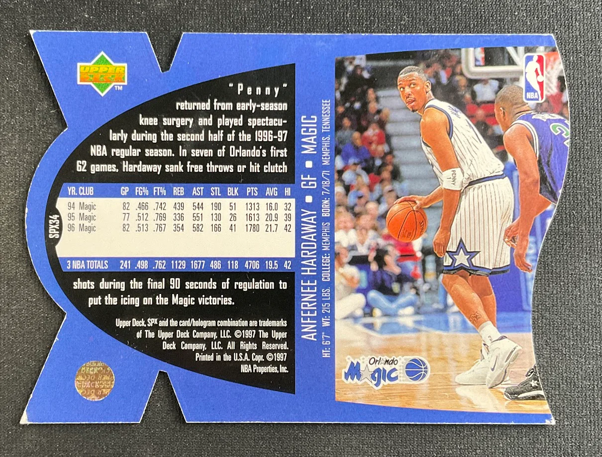 Anfernee Hardaway 1996-97 Upper Deck SPX Die-Cut #SPX34 - Image 4