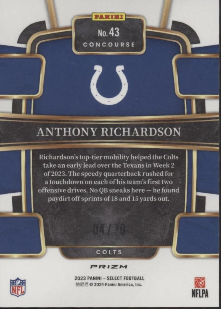 Anthony Richardson 2023 Panini Select Dragon Scale Prizm RC 04/70 #43 - Image 2