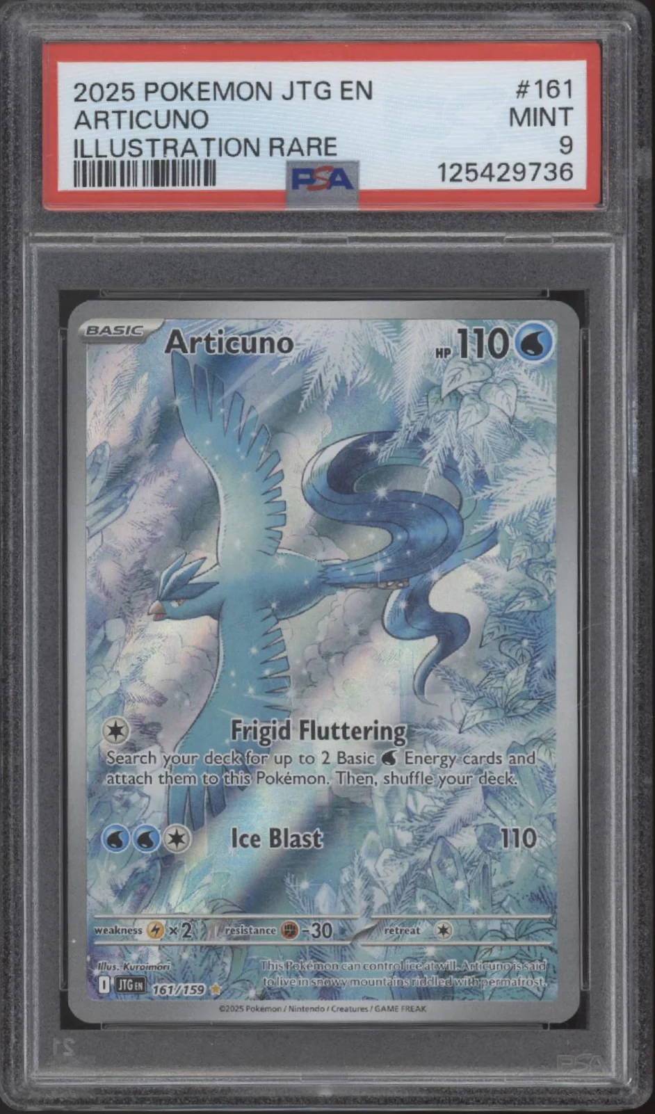Articuno Pokemon Journey Together Illustration Rare #161 PSA 9