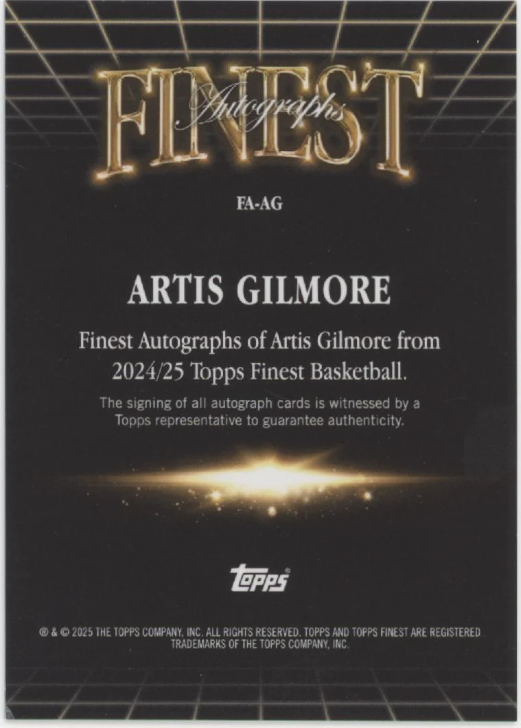 Artis Gilmore 2024-25 Topps Finest Blue Refractor Auto 35/99 #FA-AG - Image 2