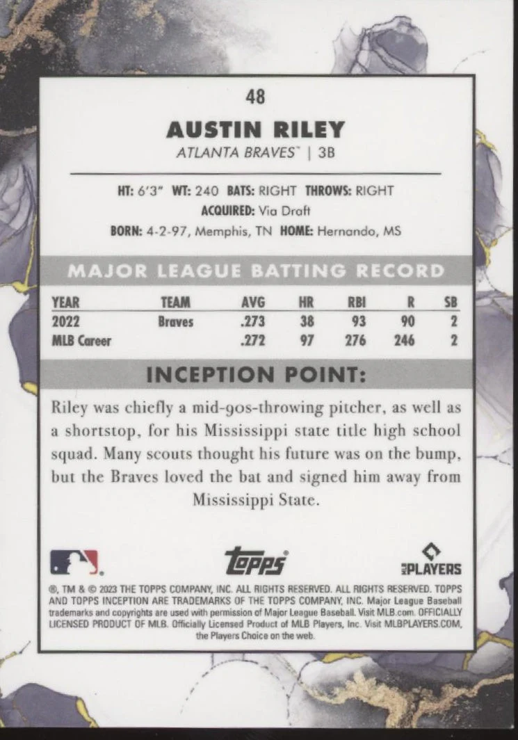 Austin Riley 2023 Topps Inception #48 - Image 2