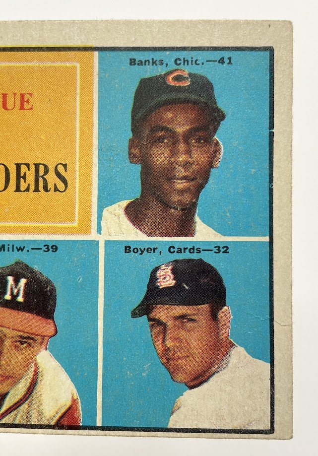Banks / Aaron / Mathews / Boyer 1961 Topps Home Run Leaders #43 VG-EX #1 - Image 3