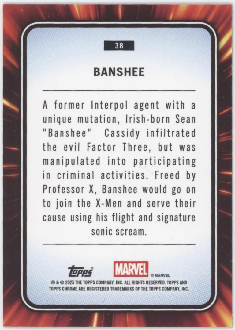 Banshee 2025 Topps Chrome Marvel Human Torch Refractor Refractor 05/39 #38 - Image 2