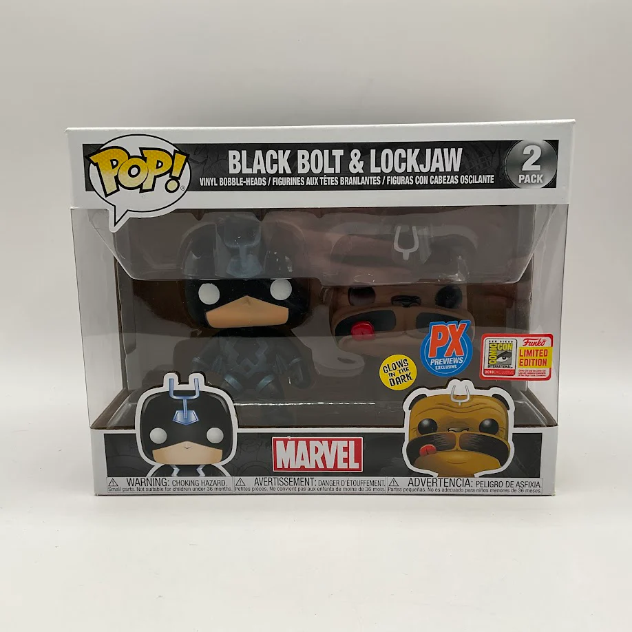 Black Bolt & Lockjaw Funko Pop! Marvel 2 Pack GITD PX Comic Con