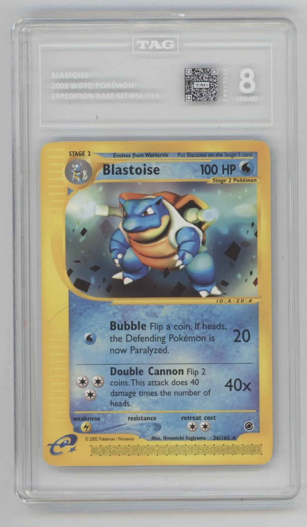 Blostoise Pokemon Expedition Base Set #36 TAG 8