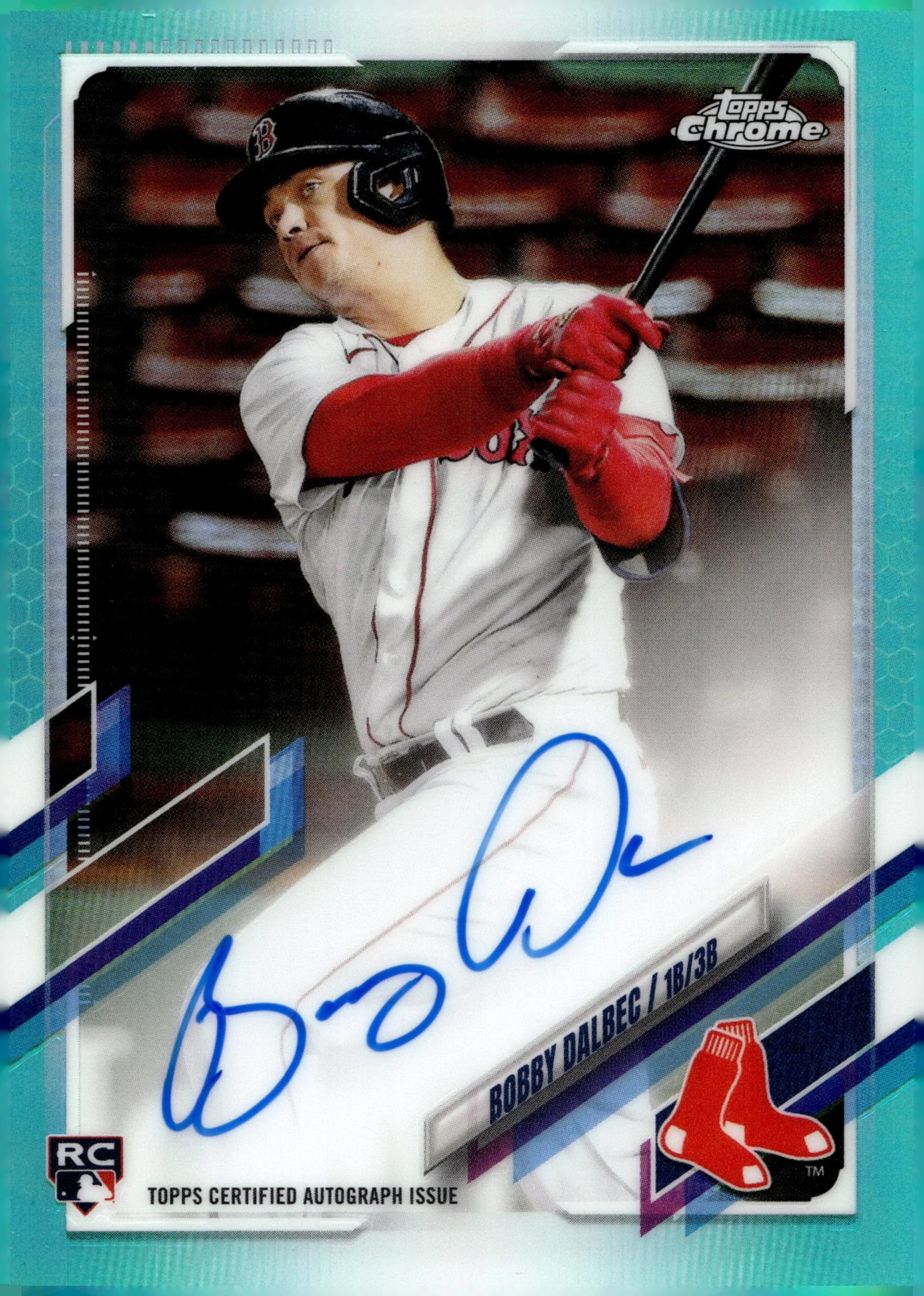 Bobby Dalbec 2021 Topps Chrome Aqua Refractor RC Auto 066/199 #RA-BD