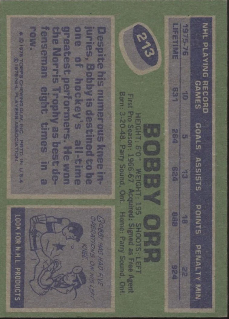 Bobby Orr 1976-77 Topps #213 Chicago Blackhawks EX - Image 2