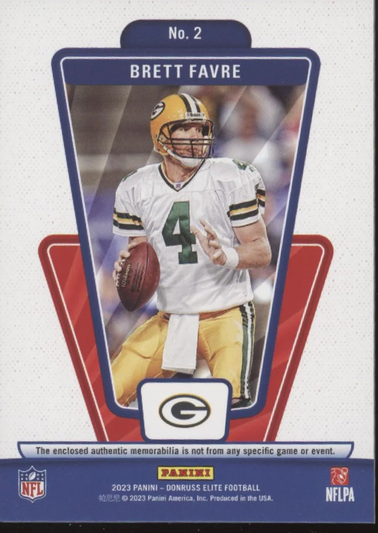Brett Favre 2023 Panini Donruss Throwback Threads Swatch 269/375 #2 - Image 2