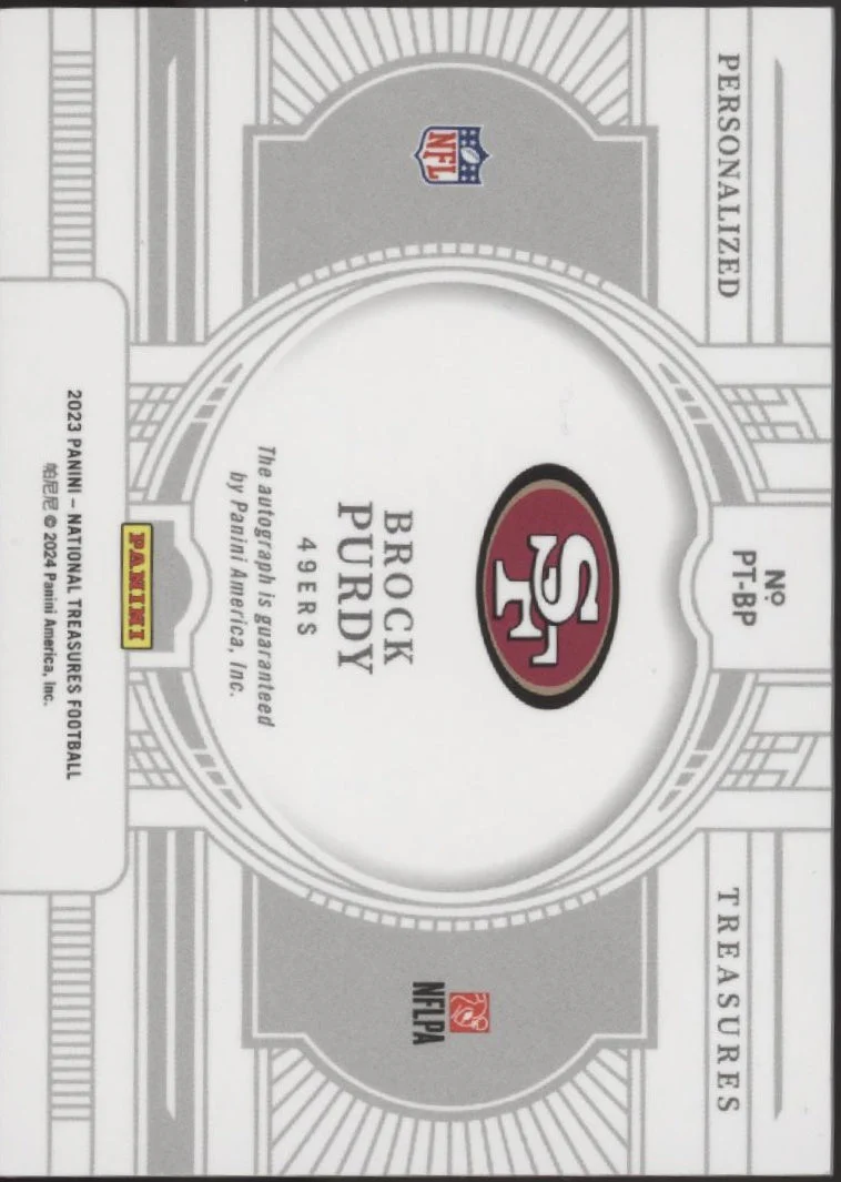 Brock Purdy 2023 Panini National Treasures Personalized Treasures Auto 38/99 - Image 2