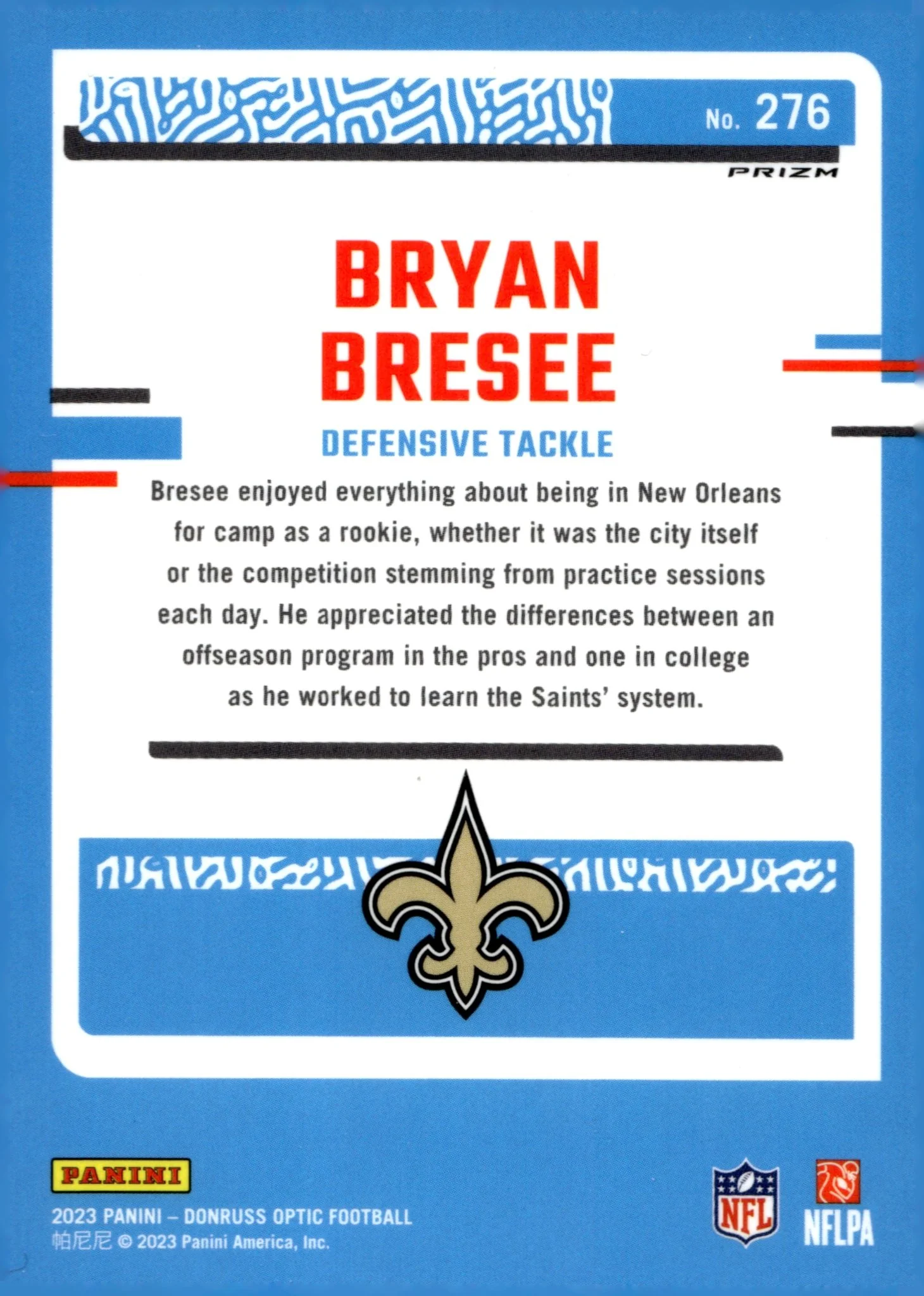 Bryan Bresee 2023 Panini Donruss Optic Rated Rookie Red Mojo Prizm RC #276 - Image 2