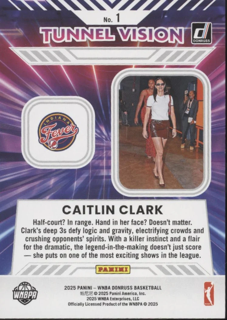 Caitlin Clark 2025 Panini Donruss Tunnel Vision Press Proof #1 - Image 2