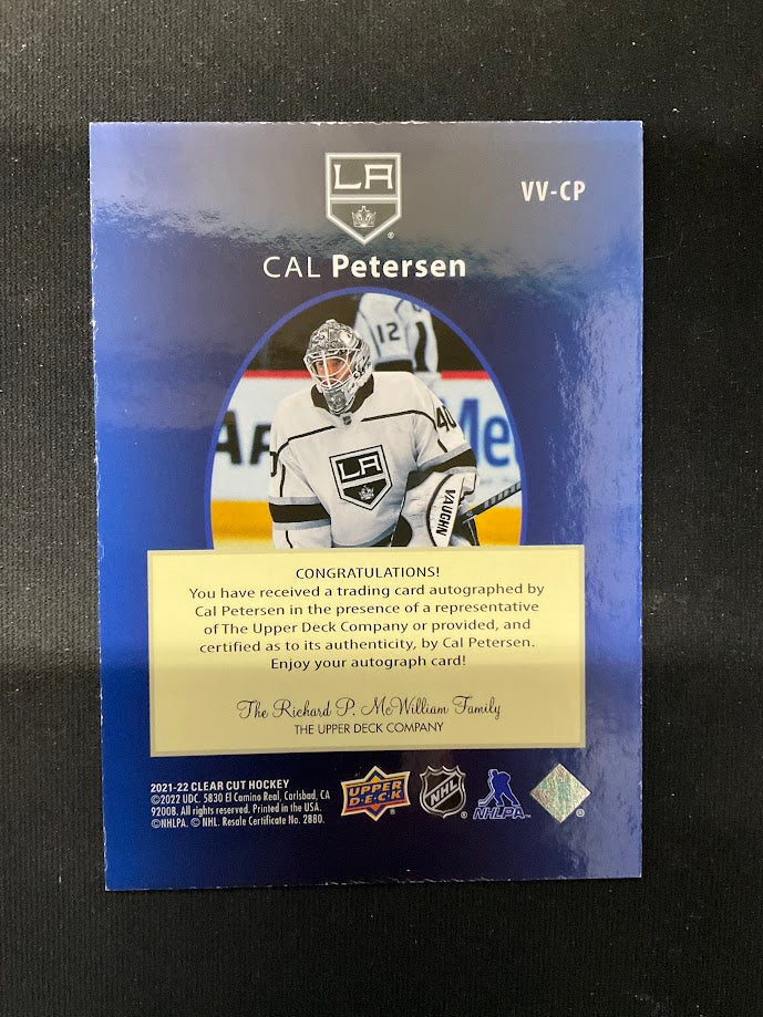 Cal Petersen 2021-22 Upper Deck Clear Cut SPX Auto #VV-CP - Image 3