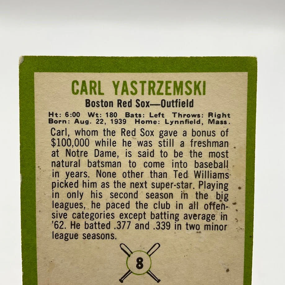 Carl Yastrzemski 1963 Fleer #8 Boston Red Sox VG - Image 4