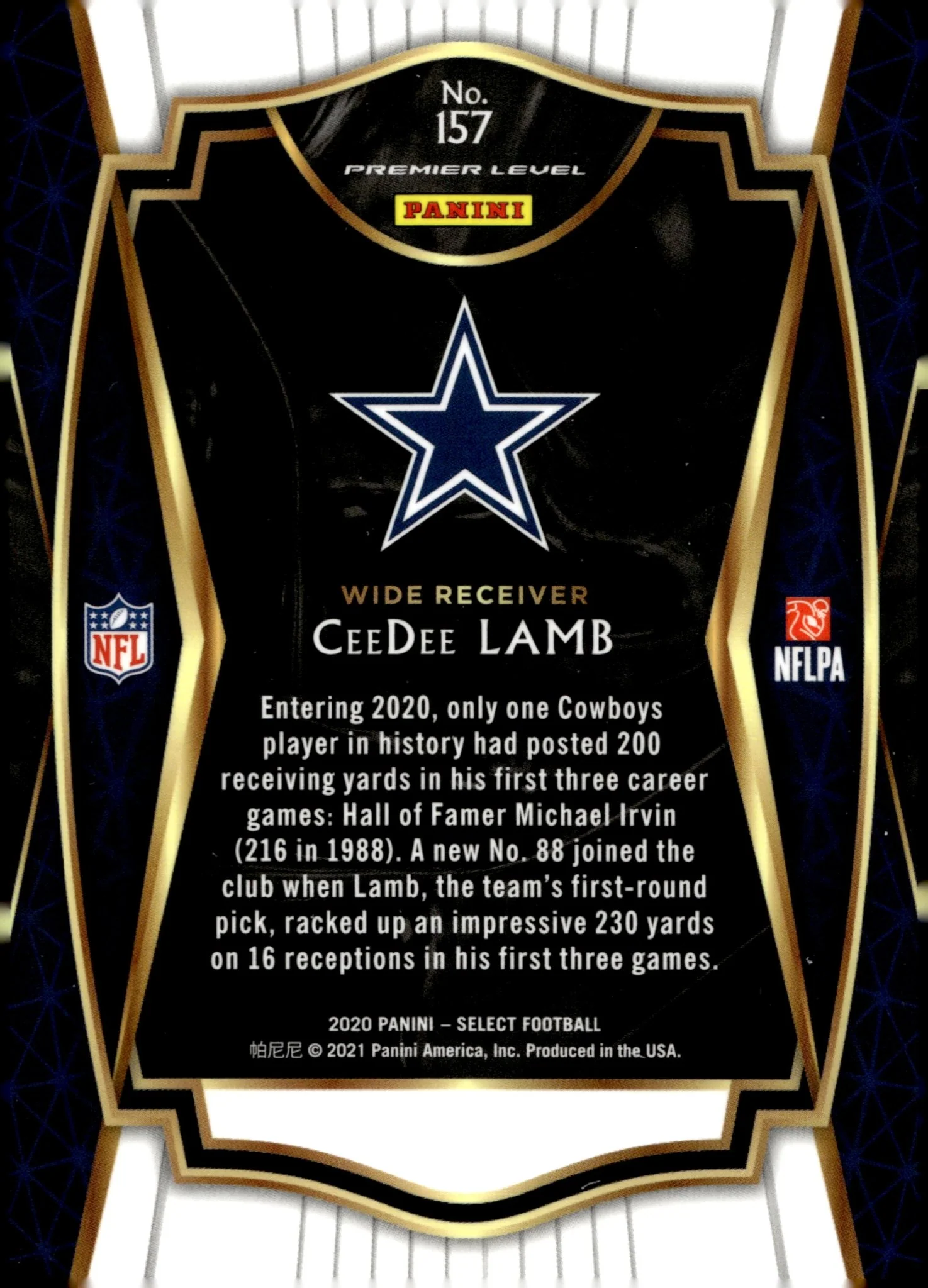 CeeDee Lamb 2020 Panini Select RC #157 - Image 2