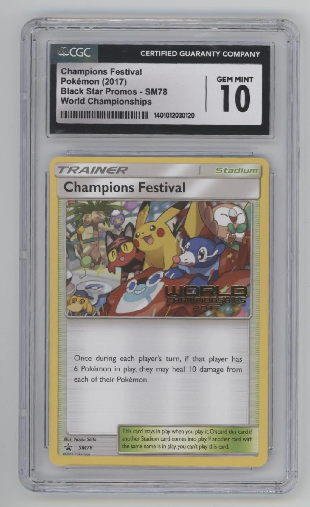 Champions Festival Pokemon World Championships Black Star Promo #SM78 CGC 10