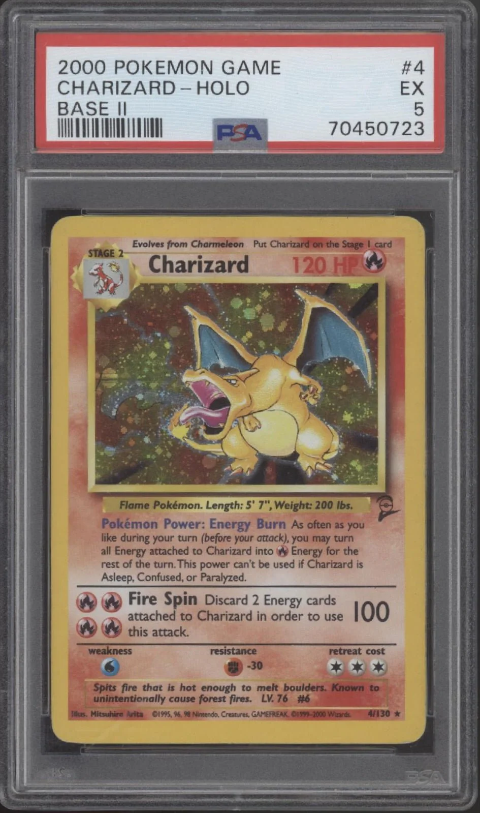 Charizard Pokemon Base Set 2 Holo #4 PSA 5