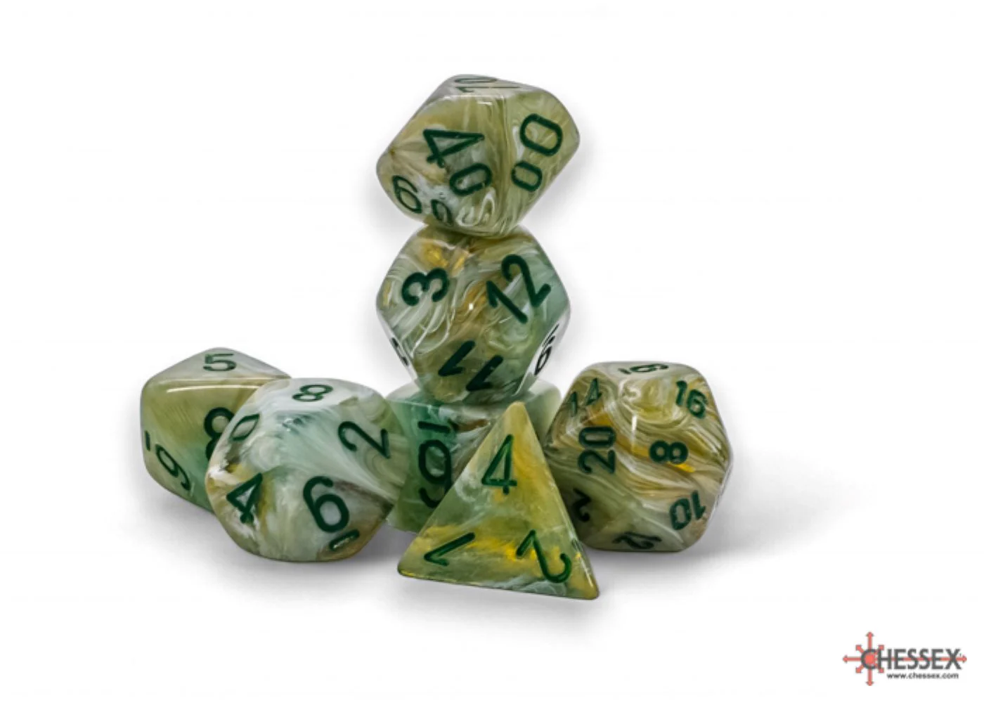 Chessex 7ct Mega-Hedral Marble Green Dice - Image 2