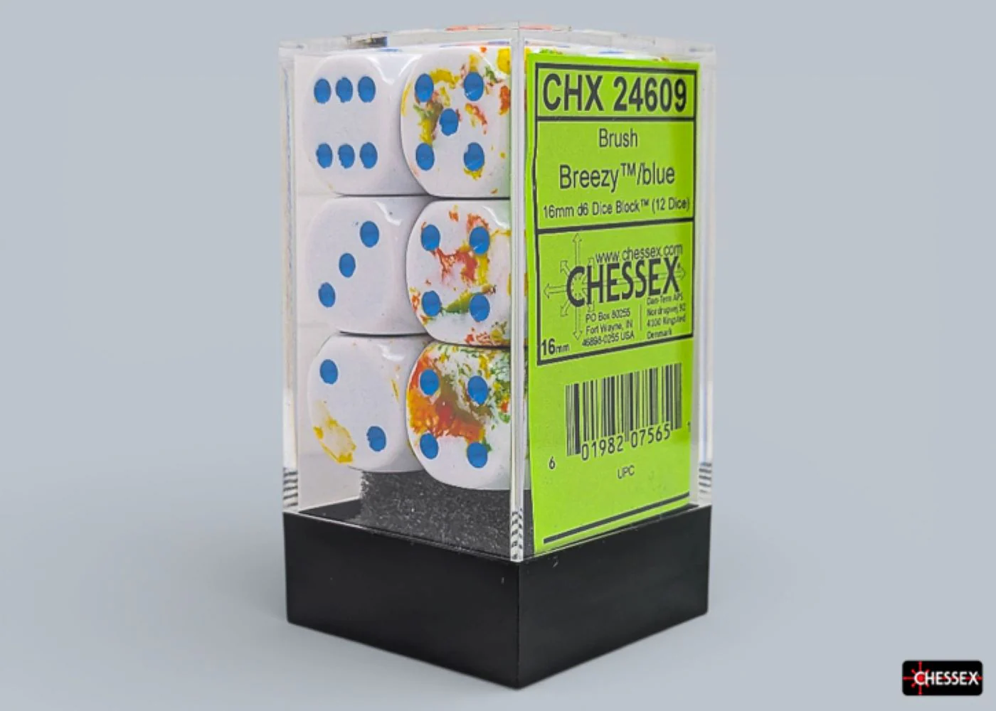 Chessex: Breezy/Blue 16mm d6 Dice Block (12 Dice)
