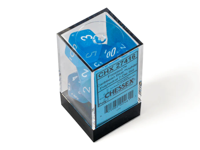 Chessex: Frosted Carribean Blue/White Polyhedral 7-Dice Set