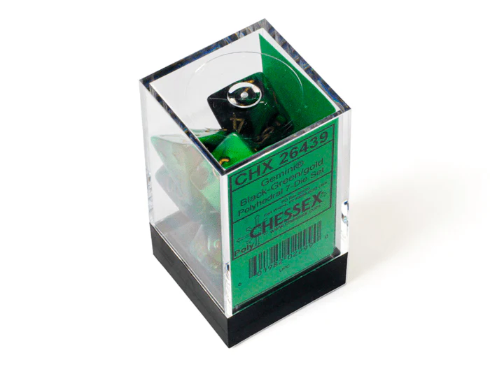 Chessex: Gemini Black/Green Polyhedral 7-Dice Set