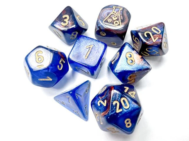 Chessex: Lustrous Azurite/Gold Polyhedral 7-Dice Set (with Bonus Dice)