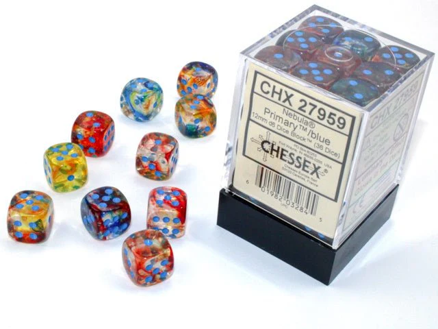 Chessex: Nebula Primary/Turquoise 12mm d6 Dice Block (36 Dice)