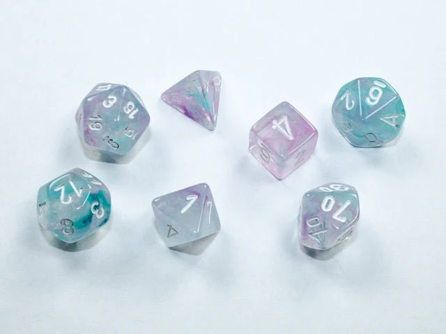 Chessex: Nebula Wisteria/White MINI Polyhedral 7-Dice Set