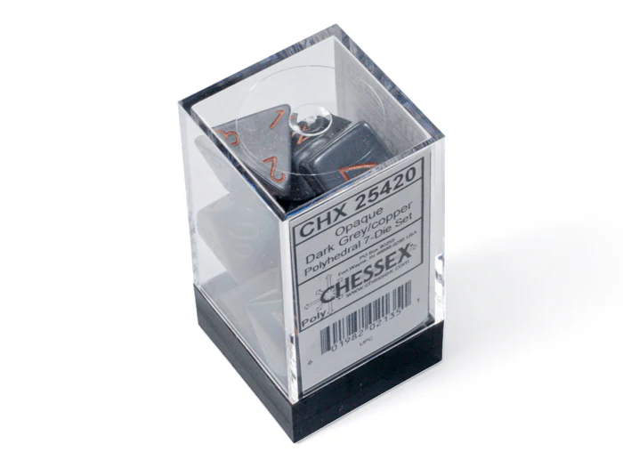 Chessex: Opaque DarkGrey/Copper Polyhedral 7-Dice Set