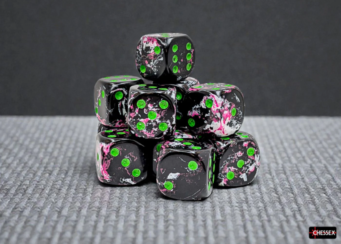 Chessex: Paintball/Green 16mm d6 Dice Block (12 Dice) - Image 3