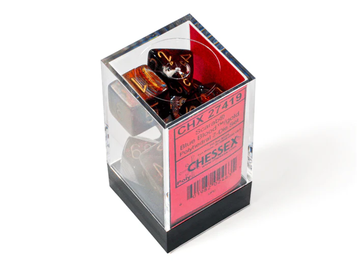 Chessex: Scarab BlueBlood/Gold Polyhedral 7-Dice Set