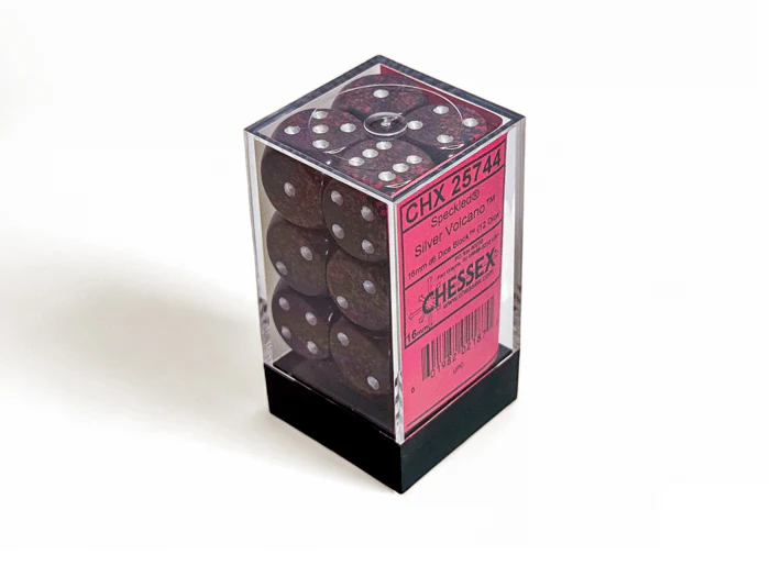Chessex: Speckled Silver Volcano 16mm d6 Dice Block (12 Dice)