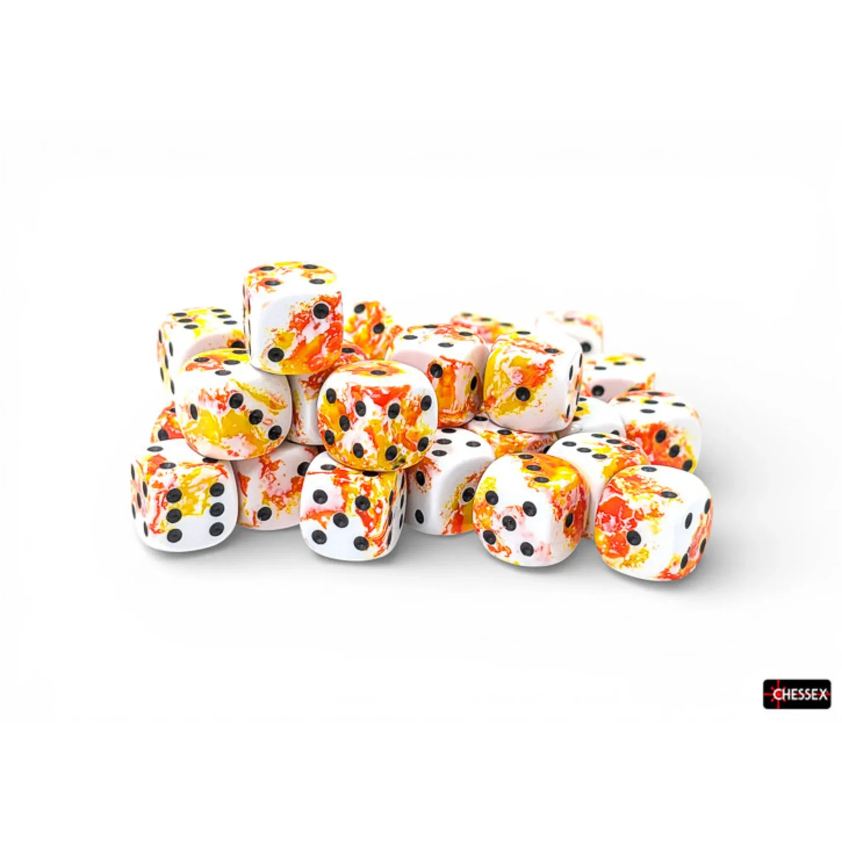 Chessex: Sunrise/Black 12mm d6 Dice Block (36 Dice) - Image 2