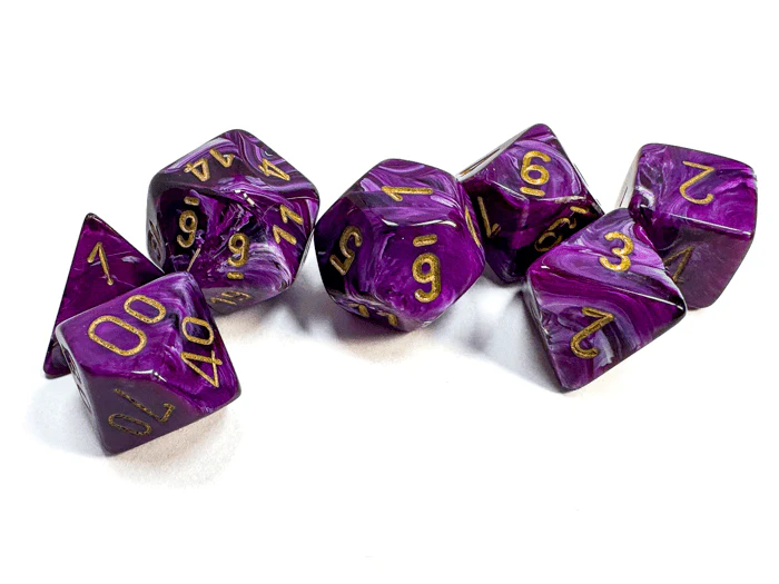 Chessex: Vortex Purple/Gold Polyhedral 7-Dice Set