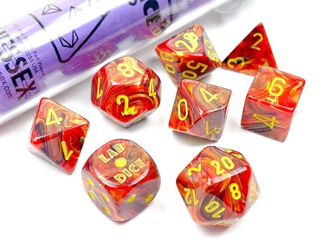 Chessex: Vortex Underworld/Yellow Polyhedral 7-Dice Set (with Bonus Dice)