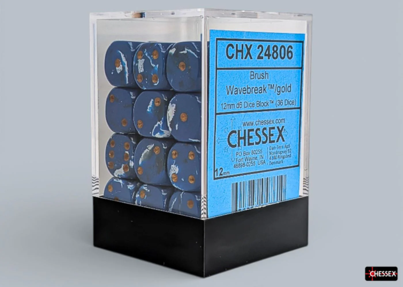 Chessex: Wavebreak/Gold 12mm d6 Dice Block (36 Dice)