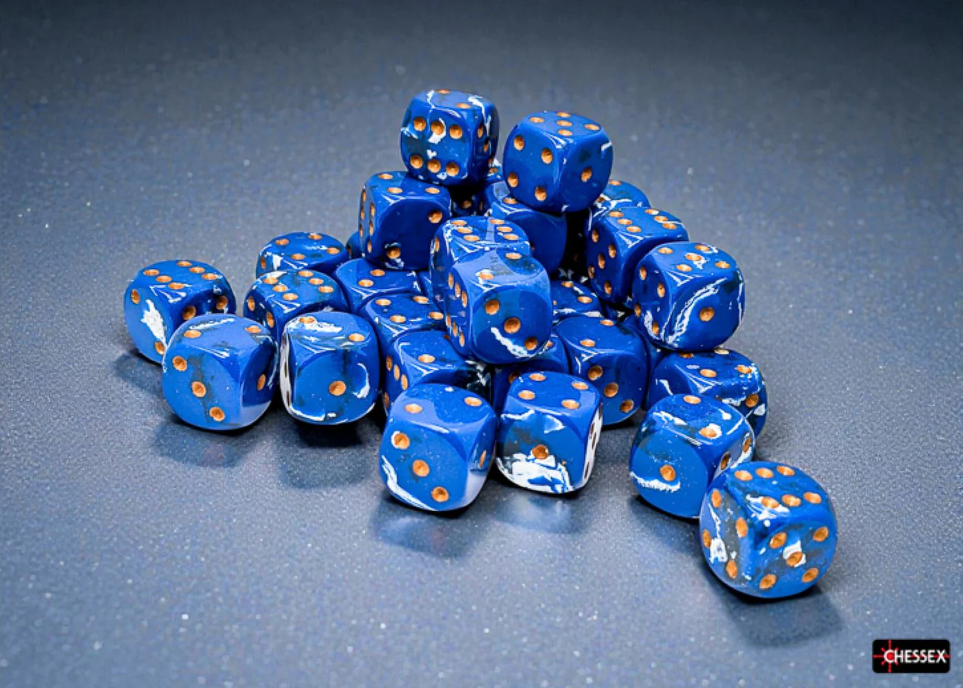 Chessex: Wavebreak/Gold 12mm d6 Dice Block (36 Dice) - Image 3