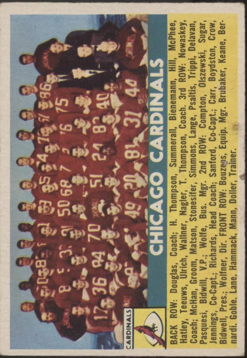 Chicago Cardinals 1956 Topps Team Card #22 VG