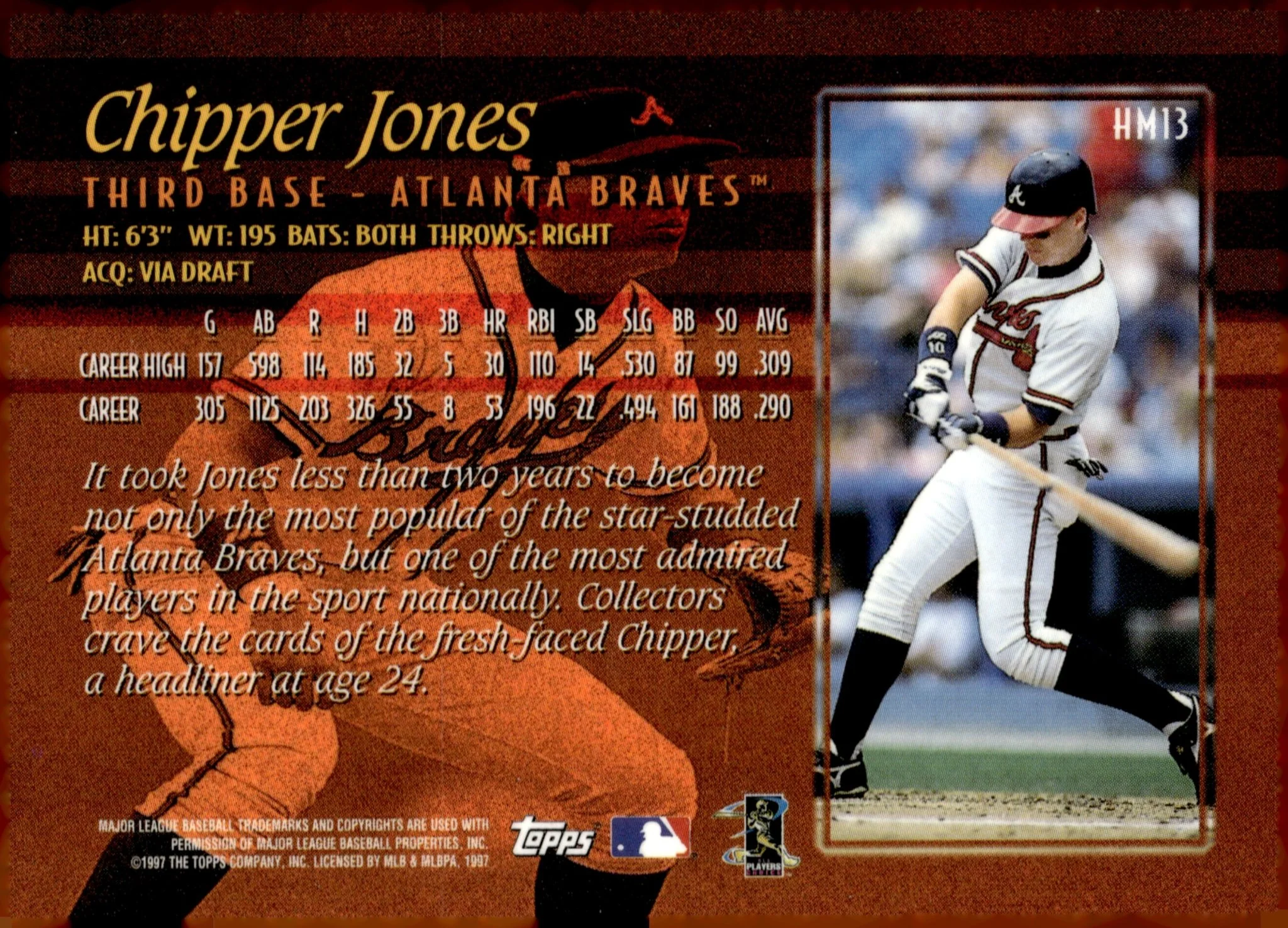Chipper Jones 1997 Topps Hobby Masters #HM13 - Image 2