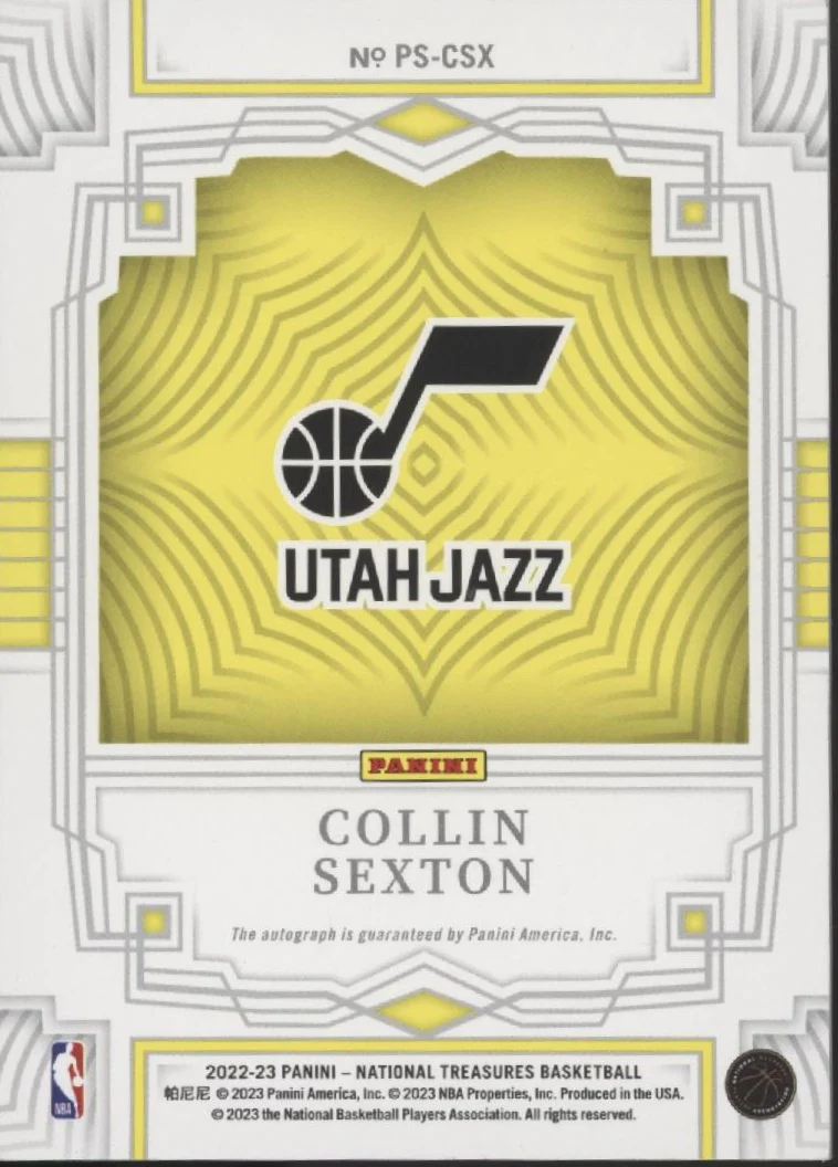 Collin Sexton 2022-23 Panini National Treasures Penmanship Auto 62/99 - Image 2