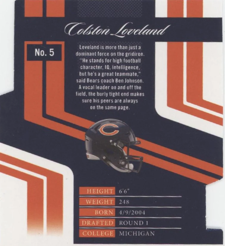 Colston Loveland 2025 Panini Donruss Aspirations Blue Die-Cut RC 20/99 #5 - Image 2