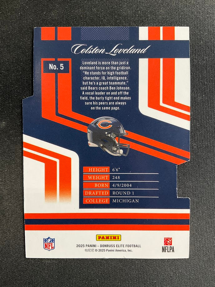 Colston Loveland 2025 Panini Donruss Aspirations Blue Die-Cut RC 20/99 #5 - Image 5