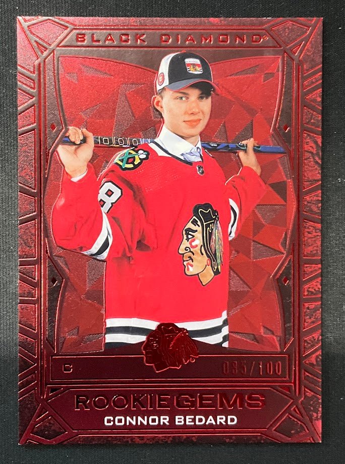 Connor Bedard 2023-24 Upper Deck Black Diamond Rookie Gems Red RC 085/100 #RG-CB - Image 3