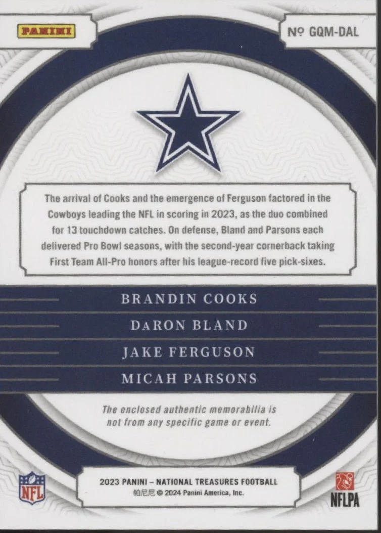Cooks / Bland / Ferguson / Parsons 2023 Panini National Treasures Gear 21/25 - Image 2