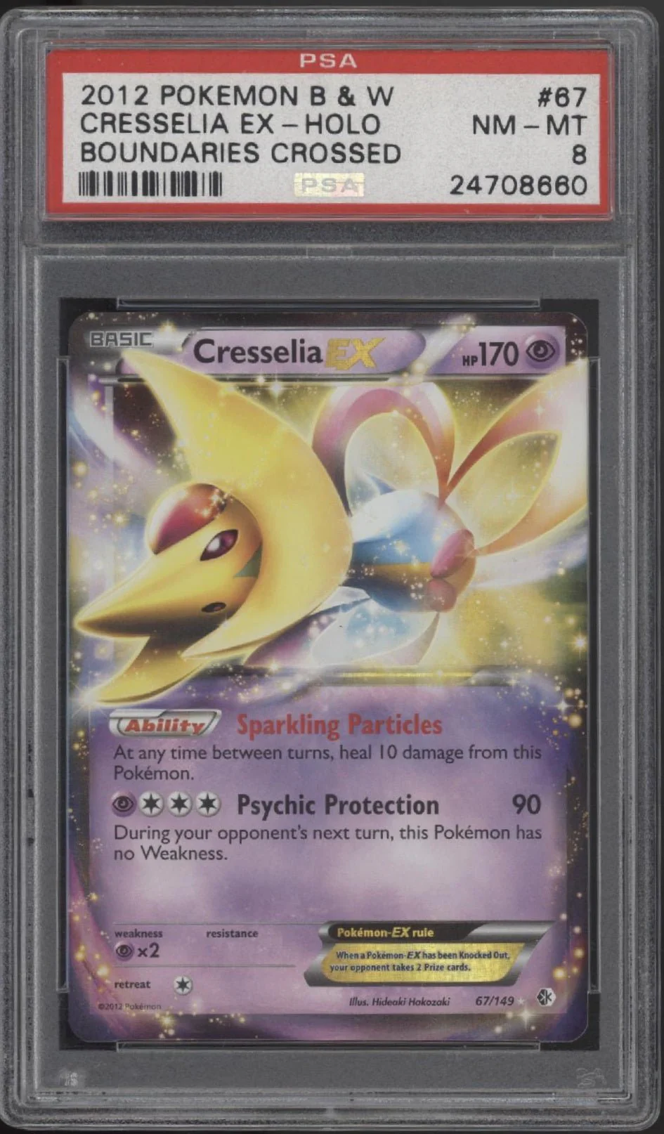Cresselia ex Pokemon Boundaries Crossed Holo #67 PSA 8
