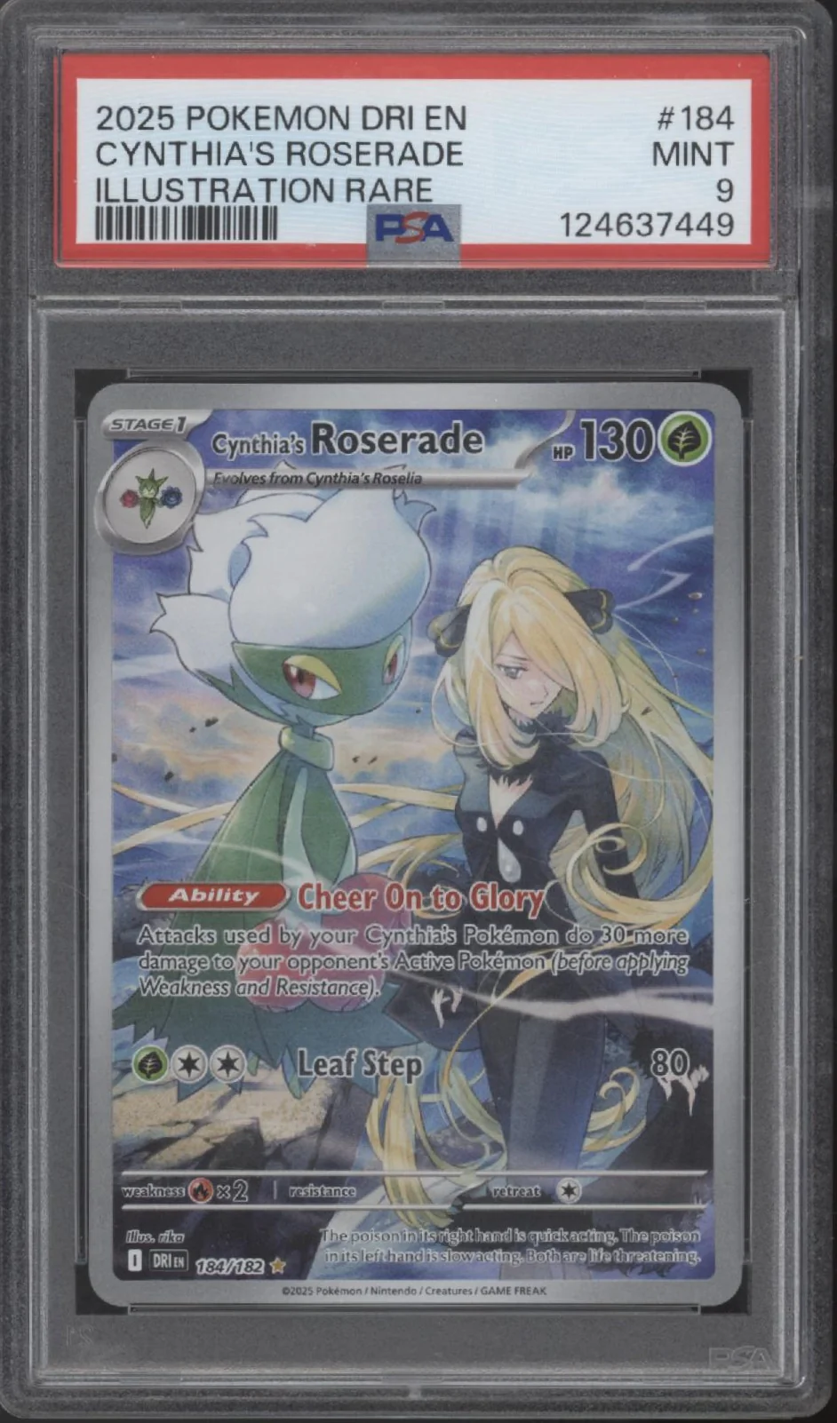 Cynthia's Roserade Pokemon Destined Rivals Illustration Rare #184 PSA 9 #1
