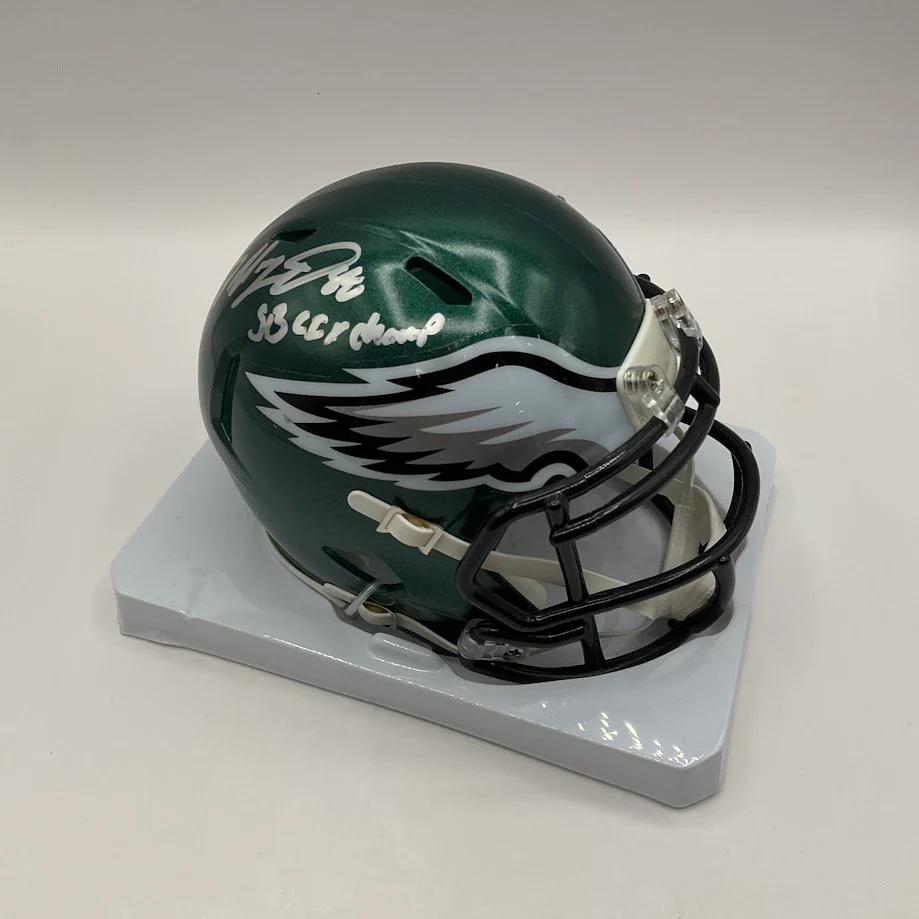 Dallas Goedert Underwraps Signed Philadelphia Eagles Mini Helmet Fanatics COA - Image 2
