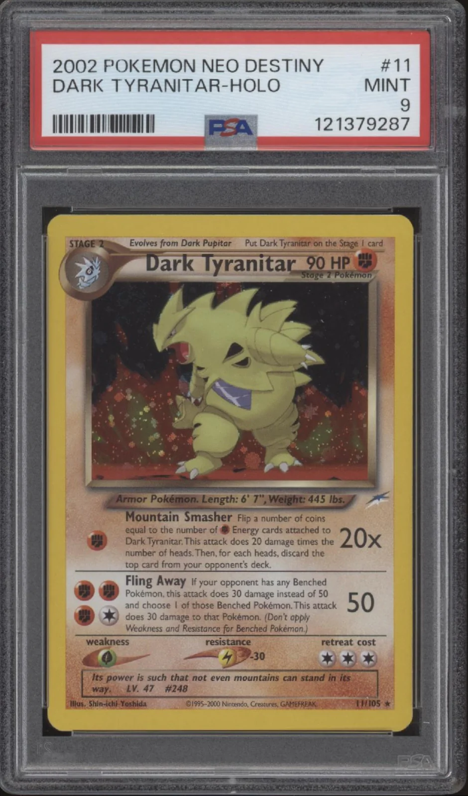 Dark Tyranitar Pokemon Neo Destiny Holo #11 PSA 9