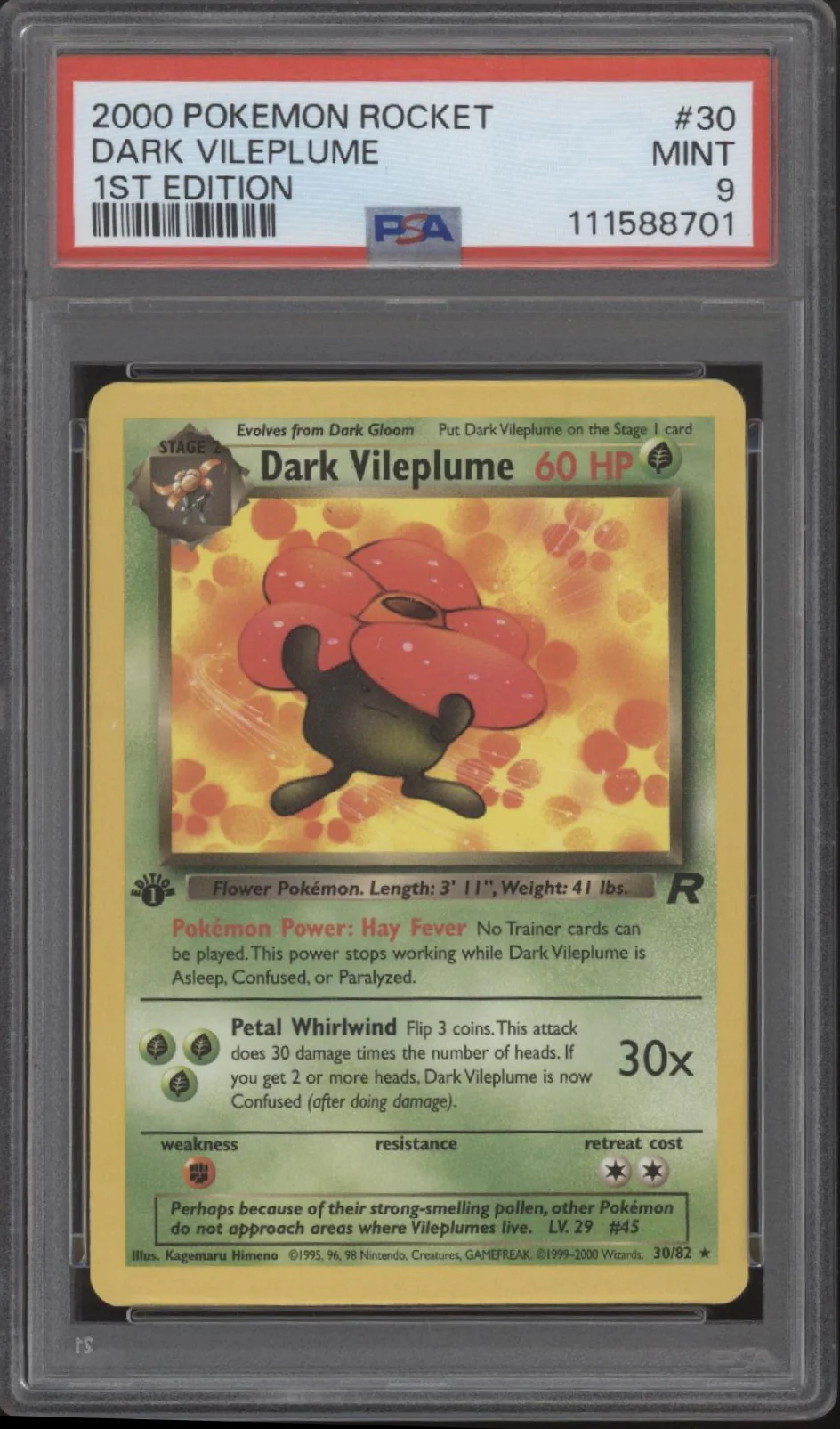 Dark Vileplume Pokemon Team Rocket 1st Edition #30 PSA 9